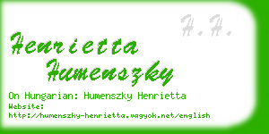 henrietta humenszky business card